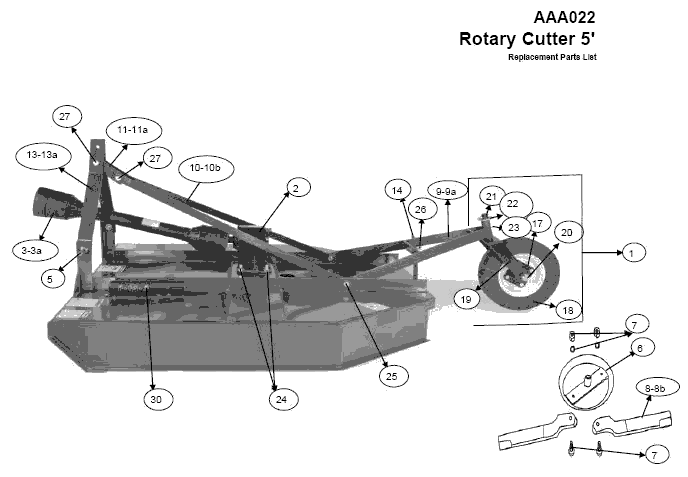 Kioti RC-60 Rotary Cutters Parts Diagrams