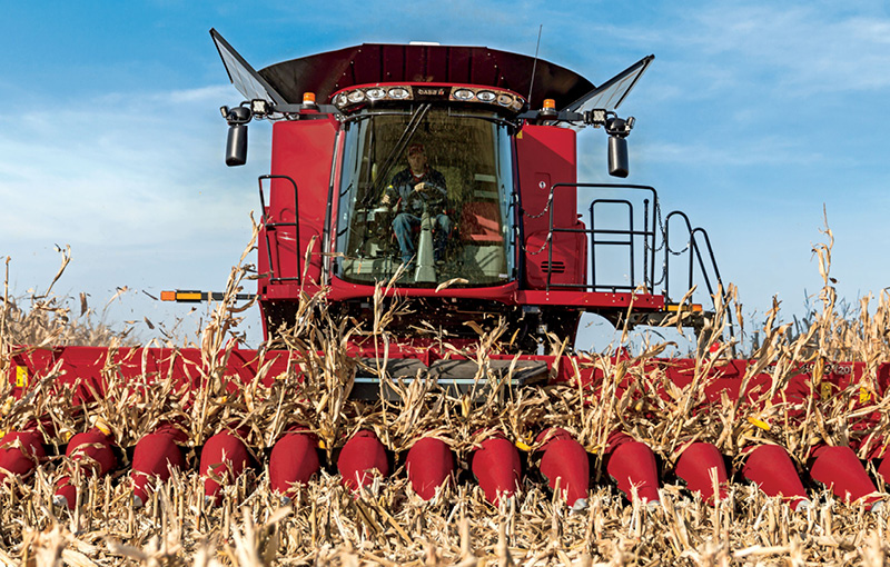 Brazil Case IH combine harvesting corn