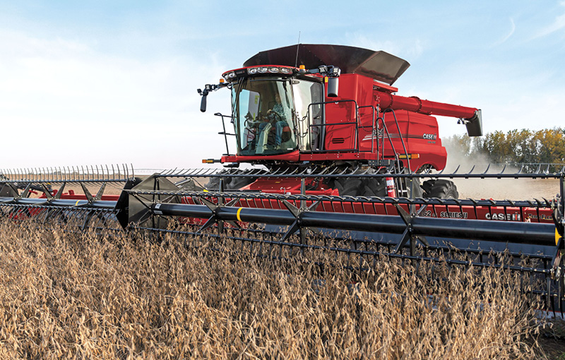 Brazil Case IH combine harvesting soybeans